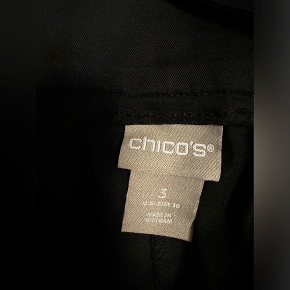 Chicos Black ankle Pants  Cotton/spandex w belt sz 3(16) - Picture 5 of 6